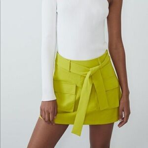 Zara Lime Green Women's Skirt with Belt